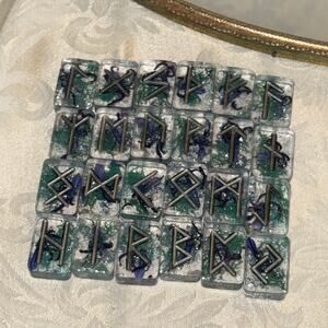 Elder Futhark Rune Set – Fluorite, Hyacinth & Sea Moss Resin Runes